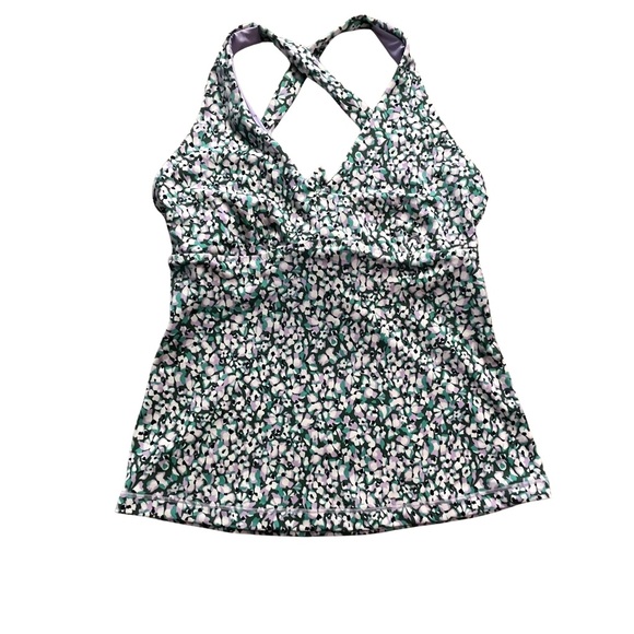 Athleta Tops - Athleta XS Floral Crisscross Active Tankini Top - Green/Purple/White